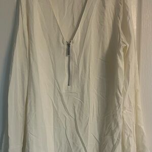 Michael Kors Cream Blouse with Zipper Detail